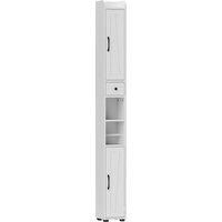 Tall Bathroom Cabinet Slim Bathroom Storage Cabinet w/ Toilet Paper Rod White