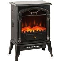 lectric Fireplace Stove Heater with 3D Flame Effect, 2000W/1000W, Black