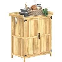 Outsunny 43 x 74cm Fir Wood Shed, with Metal Worktop - Natural Finish