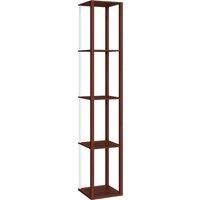 HOMCOM RGB LED Floor Lamp with Shelves, Modern Dimmable Standing Lamp with Remote Control, Adjustable Brightness & Speed for Living Room, Bedroom, Office, Brown