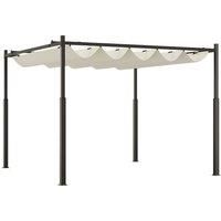 Outsunny 3 x 3(m) Garden Pergola with Retractable Roof and Magnetic Fixture, Outdoor Pergola Kit Sun Shade Canopy, UPF30+, 80mm Metal Column, Cream White