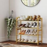 HOMCOM 4-Tier Bamboo Shoe Rack, Freestanding Storage Shelving Unit for 12 Pairs of Shoes, Shoe Shelf Stand for Hallway, Living Room, Bedroom, 67.5 x 24.7 x 72 cm, Natural Wood Finish