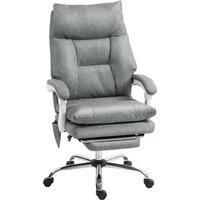 HOMCOM Faux Leather Office Chair, with Inflatable Lumbar - Grey