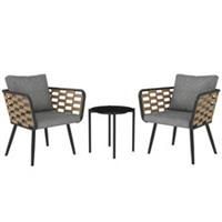 Outsunny 3 Pieces Rattan Bistro Set, Wicker Garden Furniture Set w/ Cushions