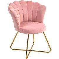 HOMCOM Velvet-Feel Lotus Petal Accent Chair - Pink Aosom UK