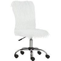 Plush Computer Desk Chair with Adjustable Height for Home Office, White