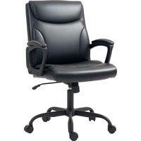 HOMCOM Executive Office Chair, Faux Leather Desk Chair with Height Adjustable, Swivel Wheels and Tilt Function for Home Office Study Room, Black