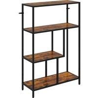 HOMCOM 4-Tier Bookshelf with Open Shelves - Rustic Brown
