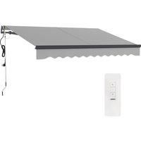 Outsunny 3 x 2.5m Electric Awning with Remote Controller, Aluminium Frame DIY Retractable Awning, UV30+ Sun Shade Canopy for Garden Patio Deck Door Window, Light Grey
