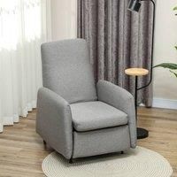 HOMCOM Push Back Recliner Armchair, Fabric High Back Reclining Chair with Adjustable Leg Rest and Pocket Spring Seat for Living Room, Bedroom, Home Office, Grey
