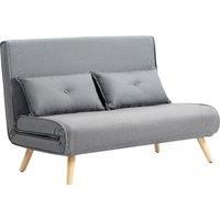 HOMCOM Two-Seater Linen-Look Sofa Bed - Grey