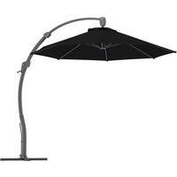 Outsunny 3(m) Garden Cantilever Parasol, Round Overhanging Umbrella with Crank Handle, Cross Base, Aluminium Frame and 360 Rotation, Banana Patio Umbrella for Outdoor Sun Shade, Black