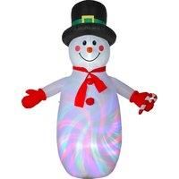Outsunny 8FT Christmas Inflatable Outdoor Decoration with Dynamic Disco & LED Lights, Self-Inflating Christmas Blow Up Snowman for Garden, Indoor Outdoor Home Decor