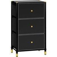 HOMCOM Chest of Drawers, Fabric Dresser with 3 Drawers and Steel Frame, Storage Organizer Unit for Bedroom, Living Room, Hallway, Black Aosom UK