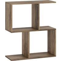 HOMCOM Side Table, Narrow End Table with Storage Shelves, S-Shaped, 3-Tier, 50W x 19.5D x 58H cm, Oak