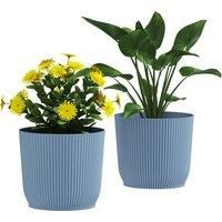 Outsunny Set of Two £22cm Planters - Blue