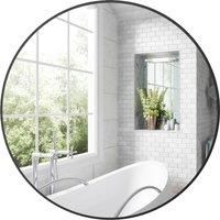 HOMCOM Round Bathroom Mirror, 70 x 70cm Steel Framed Wall Mirror, Decorative Mirror for Bedroom, Living Room, Entryway, Black