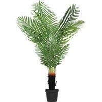 Artificial Palm Tree with Plastic Pot and Flocked Soil for Home Office Decor