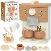 AIYAPLAY Kids Wooden Coffee Machine Toy, Pretend Play Kitchen Accessories Gift for Boys and Girls Ages 3+
