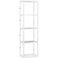 HOMCOM LED Floor Lamp with Glass Shelves, 4 Layers Dimmable Tall Standing Lamp, Modern Column Shelf Floor Light for Living Room, Bedroom, Office, White