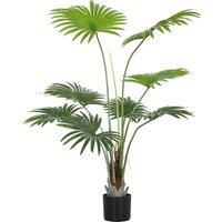 145cm Decorative Artificial Plant, Faux Palm Tree with Plastic Pot and Flocking