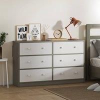 Stylish 4/6 Drawer Chest of Drawers - Grey & Rustic Brown Design, Durable MDF