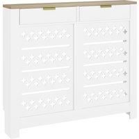HOMCOM 108 x 19 cm Minimal Radiator Cover, with 2 Drawers - White