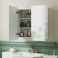 HOMCOM Arched Bathroom Mirror Cabinet Wall Mounted, Modern Arch Bathroom Wall Cabinet with Adjustable Shelves and 2 Mirrored Doors, 68 x 13 x 66 cm