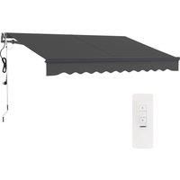 Outsunny 3 x 2.5m Electric Awning with Remote Controller, Aluminium Frame DIY Retractable Awning, UV30+ Sun Shade Canopy for Garden Patio Deck Door Window, Dark Grey
