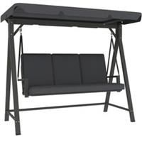 Outsunny 3 Seater Garden Swing Seat with Adjustable Canopy and Cushion Grey