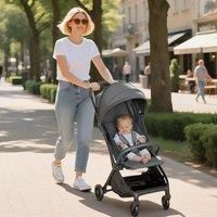 AIYAPLAY Baby Stroller, Foldable Travel Pushchair with Adjustable Seat, 5-Point Harness, Canopy, All Wheels Suspension, Storage Basket, 6.3kg Lightweight & Compact, from Birth to 3 Years, Dark Grey