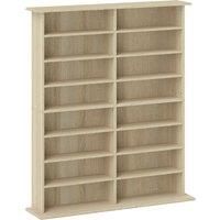 HOMCOM 16-Compartment Media Shelf - Nature Wood Finish