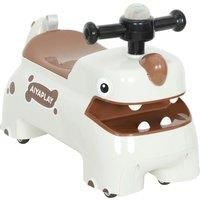 AIYAPLAY Kids Ride On Car, Dinosaur Foot to Floor Slider with Storage, Toddler Walker with Light, Sounds, Cream