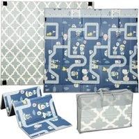 AIYAPLAY Foldable Baby Play Mat, Baby Playpen, Reversible Foam Playmat, Floor Mats for Toddlers, Traffic and Grey Diamond Theme