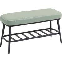 HOMCOM PU Leather Shoe Storage Bench - Green