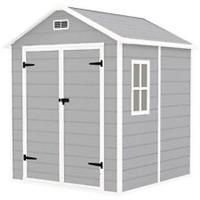 Outsunny 6 x 5ft Resin Garden Shed with Floor and Window, Light Grey
