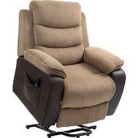 HOMCOM Power Lift Recliner Chair for Elderly, Patchwork Design Oversized Electric Riser and Recliner Armchair for Living Room with Remote Control and 2 Side Pockets, Brown