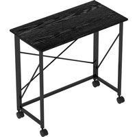 Folding Table, Small Home Computer Desk with Wheels, Easy Assembly, Black