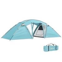 Outsunny 4-6 Man Family Camping Tent w/ 2 Bedrooms, a Living Room, Blue