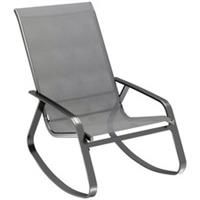 Outsunny Garden Rocking Chair with Armrests, High Back, Grey