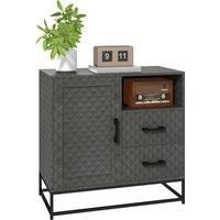 Storage Cupboard with Adjustable Shelf, Open Compartment and 2 Drawers