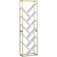 HOMCOM 10 Shelf Modern-Style Bookshelf - Gold Tone/White