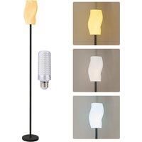 HOMCOM Floor Lamp for Living Room, 3D Printed Modern Standing Lamp with Flowing Curved Shade, 3 Colour Temperature & Foot Switch, Minimalist Tall Pole Lampshade for Bedroom, Office, White