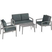 Outsunny 4-Piece Wooden Garden Furniture Set with Cushions - Light Grey