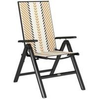 Outsunny Rattan Folding Chair w/ 5-Position Adjustable Backrest, Orange