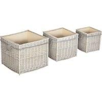 Outsunny Set of 3 Log Baskets for Wood Burner Indoor, Round torage Basket with Lining and Rope Handles for Fireside Storage, Blankets, Beige