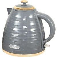 HOMCOM Electric Kettle, 1.7L, Fast Boil, 3kW Water Kettle with Removable Washable Anti-scale Filter, Auto Shut-off, 360 Swivel, BPA Free, Grey Water Ripple Texture Aosom UK