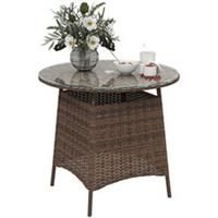 Outsunny Patio Furniture Rattan Garden Table with Umbrella Hole, Brown
