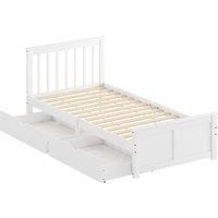 HOMCOM Wooden Single Bed Frame, with Drawers - White