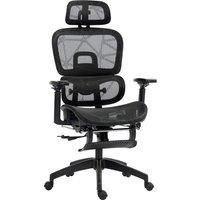 HOMCOM Recliner Office Chair, Executive Office Chair with Lumbar Support, Armrest, Headrest & Footrest for Study and Office, Black Aosom UK